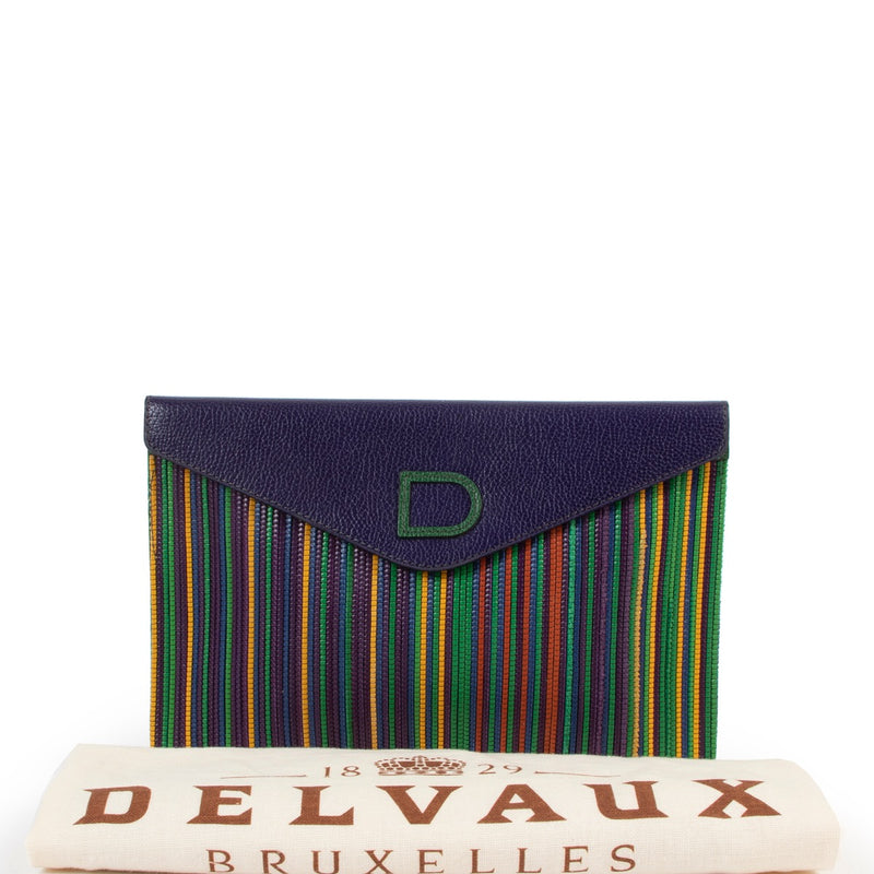 Buy an authentic second hand Delvaux Multicolor Toile de Cuir Envelop Clutch in very good condition at Labellov