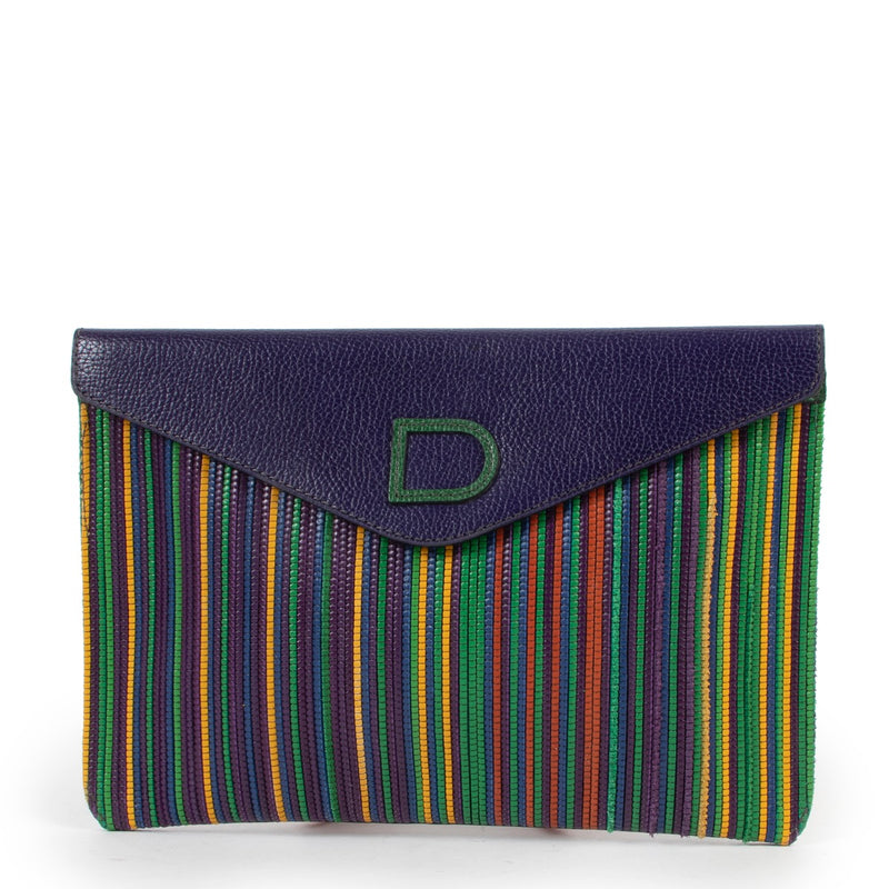 Buy an authentic second hand Delvaux Multicolor Toile de Cuir Envelop Clutch in very good condition at Labellov