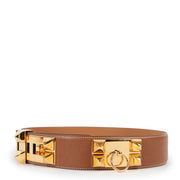 Buy an authentic second hand Hermès Gold Collier de Chien Belt - Size 80 in very good condition at Labellov.