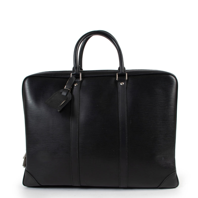Shop safe online at Labellov in Antwerp this 100% authentic second hand Louis Vuitton Black Epi Leather Porte Documents Top Handle in very good condition.