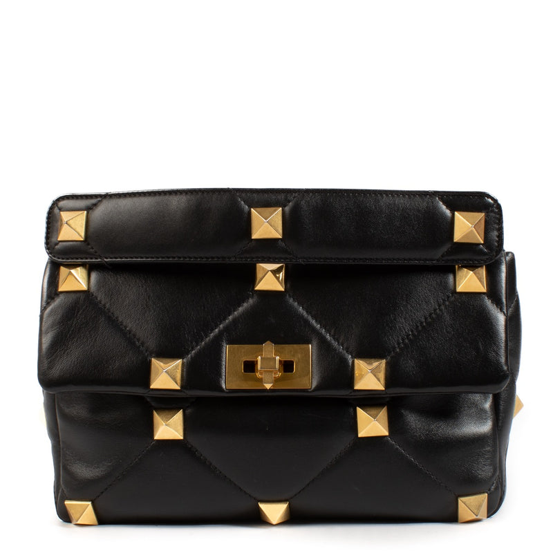 shop 100% authentic second hand Valentino Garavani Black Large Roman Stud Bag on Labellov.com