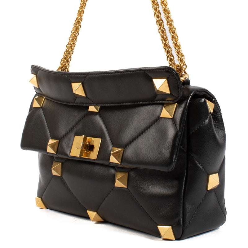 shop 100% authentic second hand Valentino Garavani Black Large Roman Stud Bag on Labellov.com