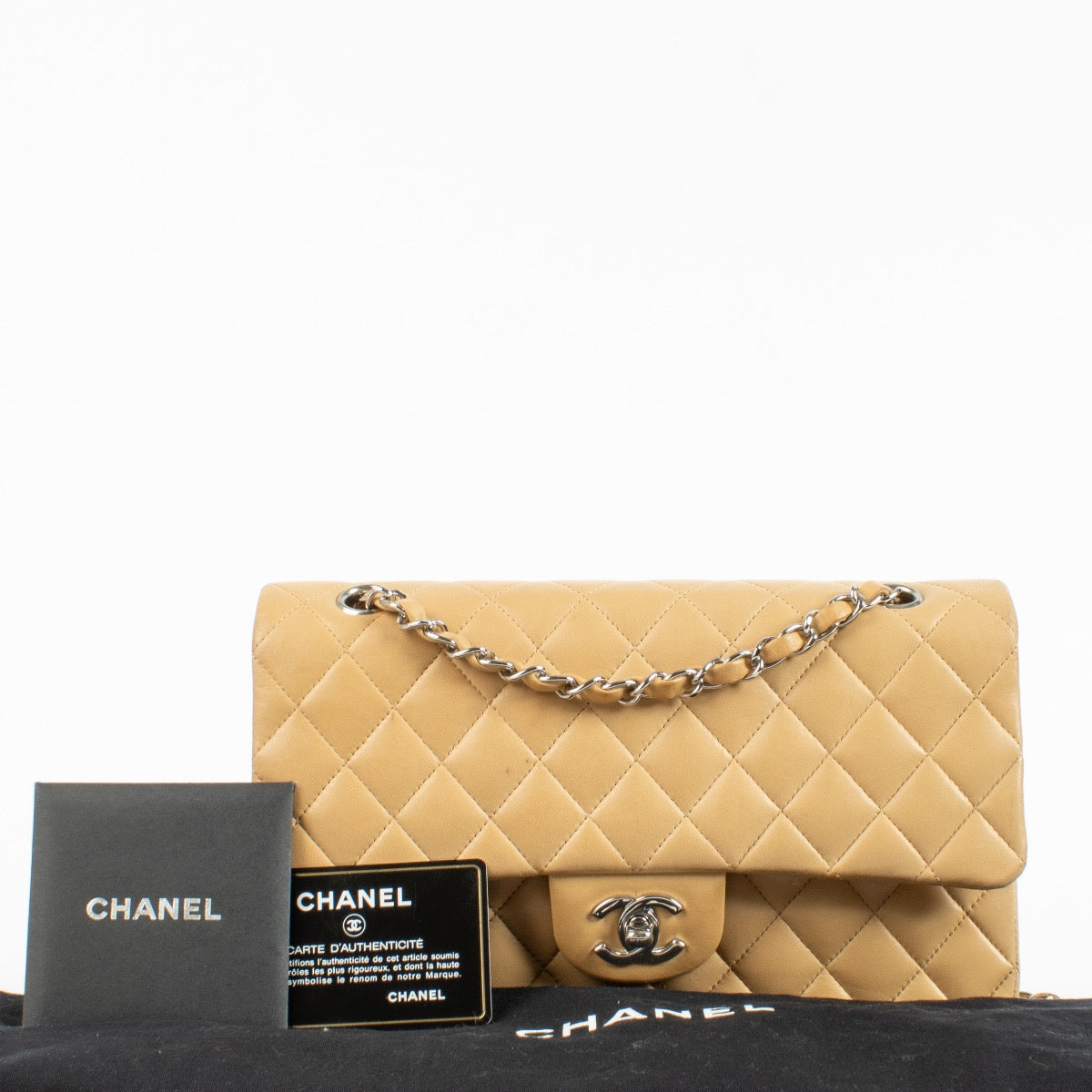 shop 100% authentic second hand Chanel Beige Lambskin Medium Classic 11.12 Bag on Labellov.com