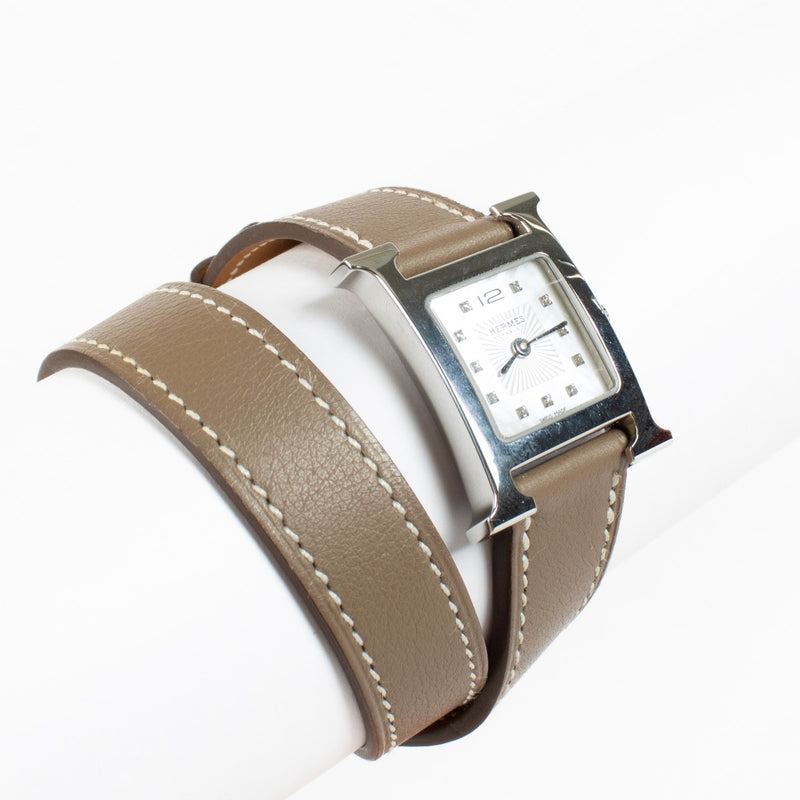 shop 100% authentic second hand Hermès Silver Heure H Small Double Tour Watch on Labellov.com