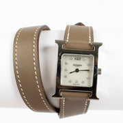 shop 100% authentic second hand Hermès Silver Heure H Small Double Tour Watch on Labellov.com