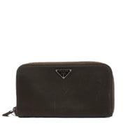Prada Brown Nylon Logo Long Wallet