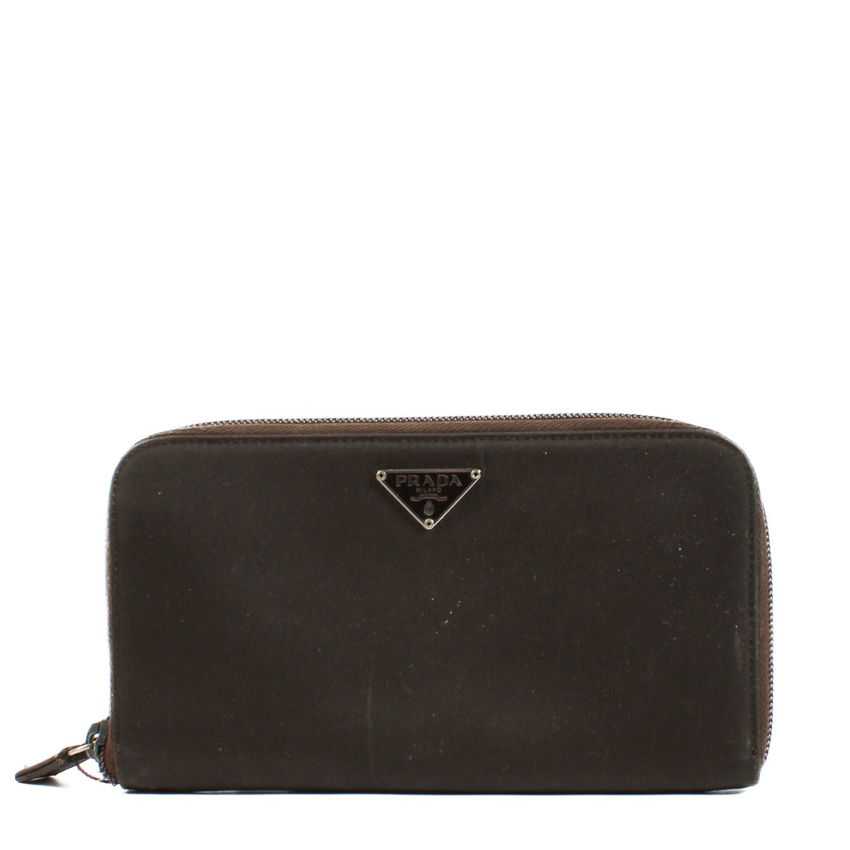 Prada Brown Nylon Logo Long Wallet