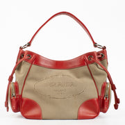 shop 100% authentic second hand Prada Red Logo Jacquard Canvas Bag on Labellov.com