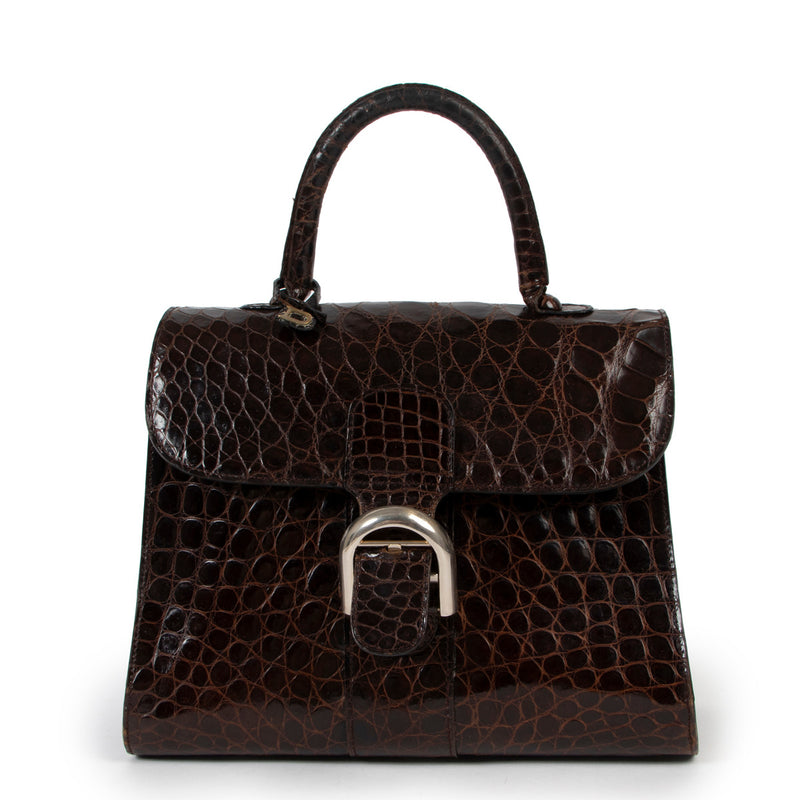 Delvaux Bruine Krokodil MM Brillant