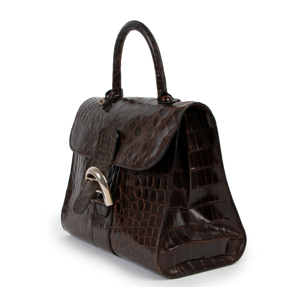 Delvaux Brown Crocodile MM Brillant