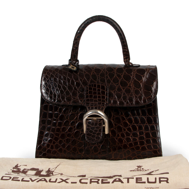Delvaux Brown Croco MM Brillant for the best price at Labellov secondhand luxury in Antwerp