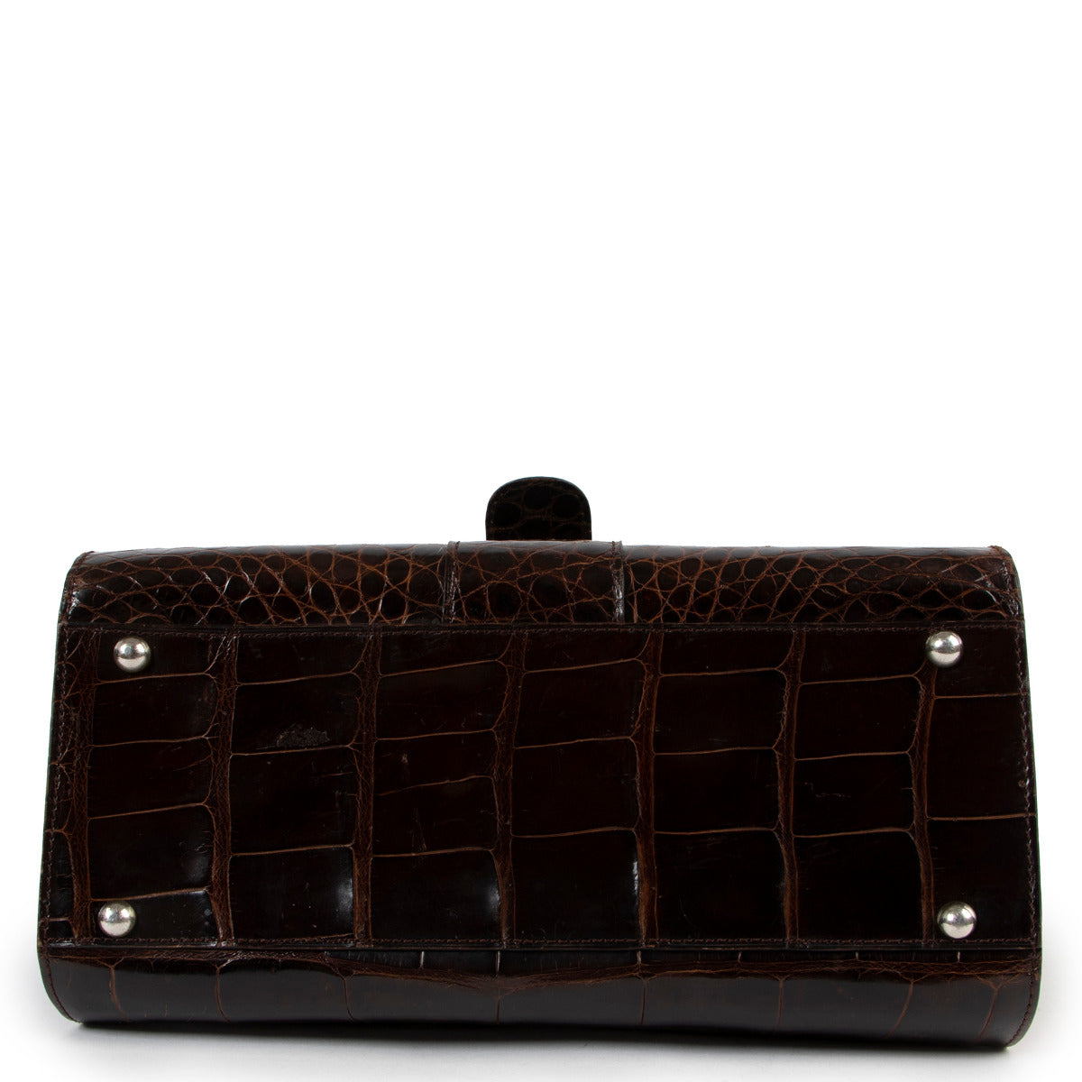 Delvaux Brown Crocodile MM Brillant