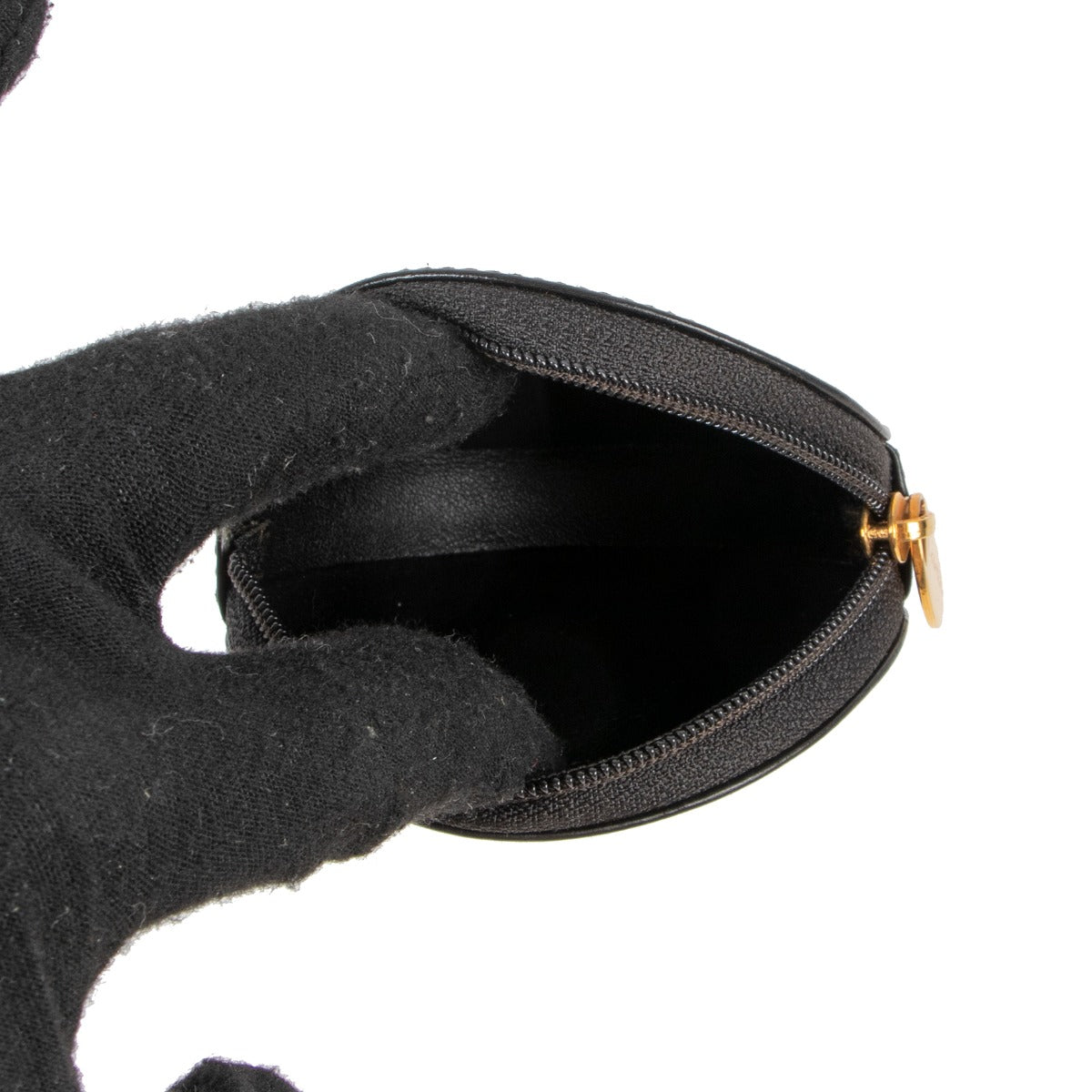 Buy an authentic second hand Cartier Black Leather Le Panthère de Cartier Round Coin Wallet as new condition at Labellov