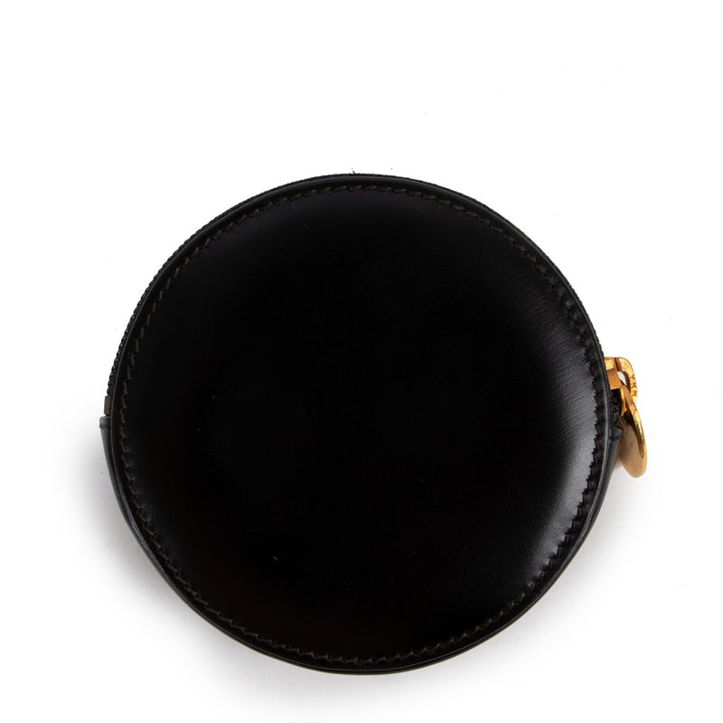 Buy an authentic second hand Cartier Black Leather Le Panthère de Cartier Round Coin Wallet as new condition at Labellov