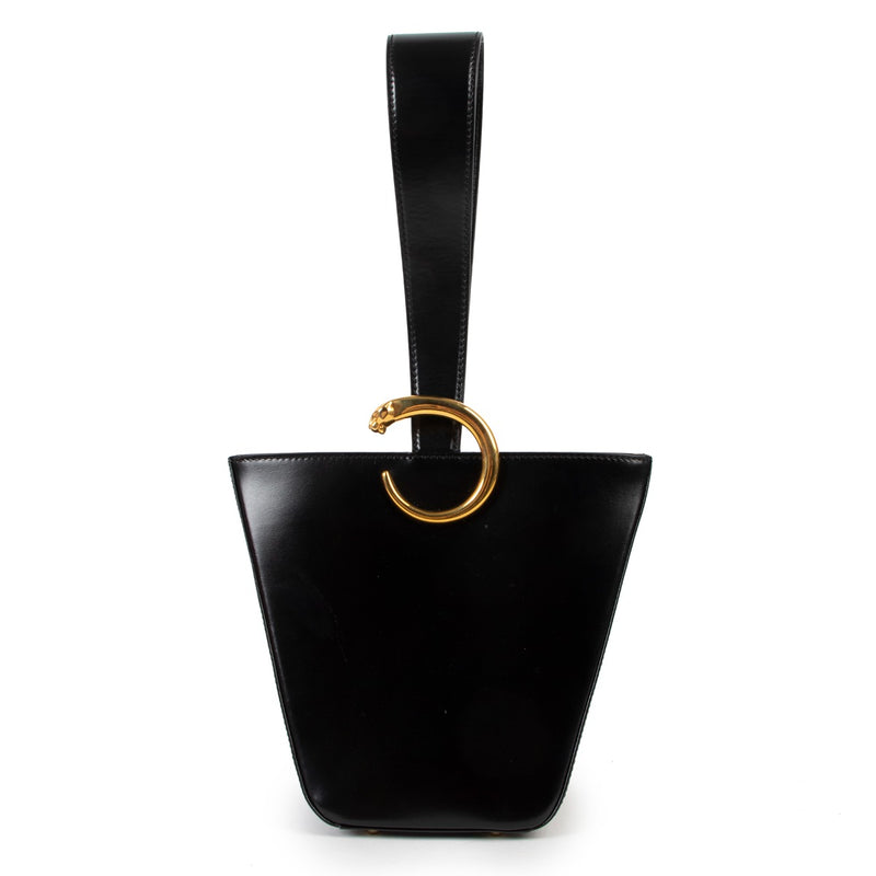 Must de Cartier Vintage Panthère Box Leather Top Handle Bag