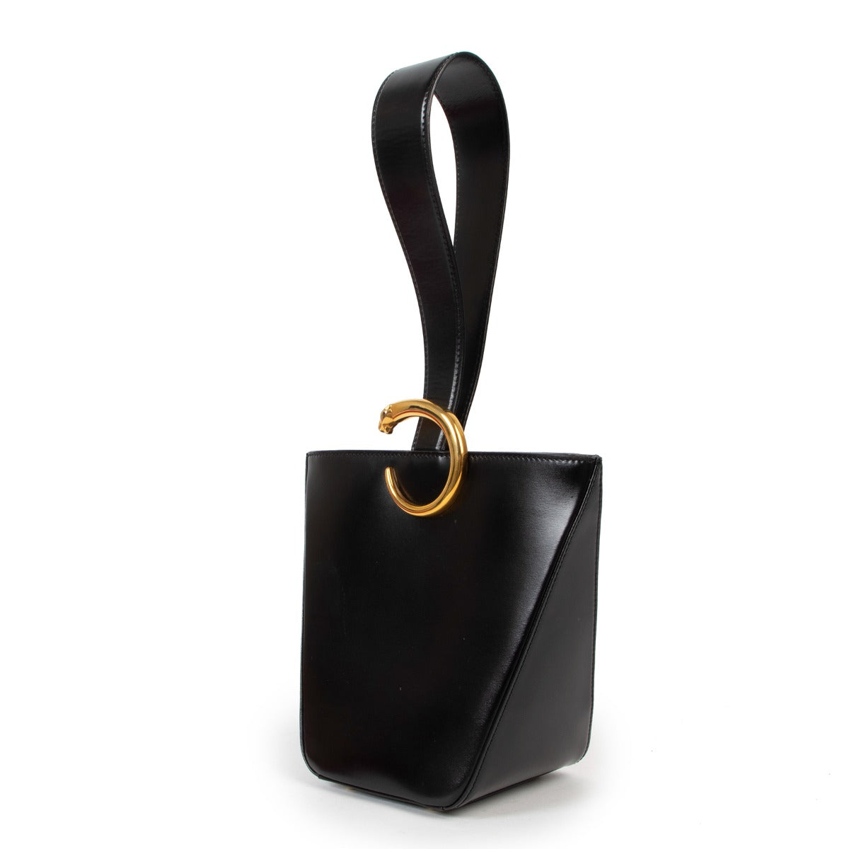 Must de Cartier Vintage Panthère Box Leather Top Handle Bag