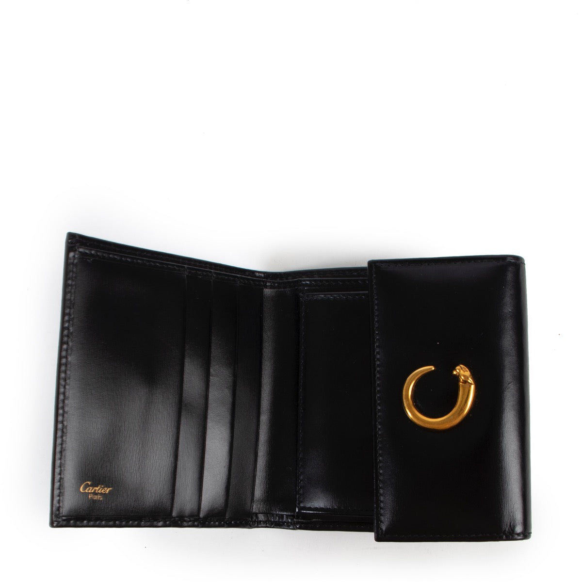 Buy an authentic second hand Cartier Black Leather Le Panthère de Cartier Wallet in very good condition at Labellov
