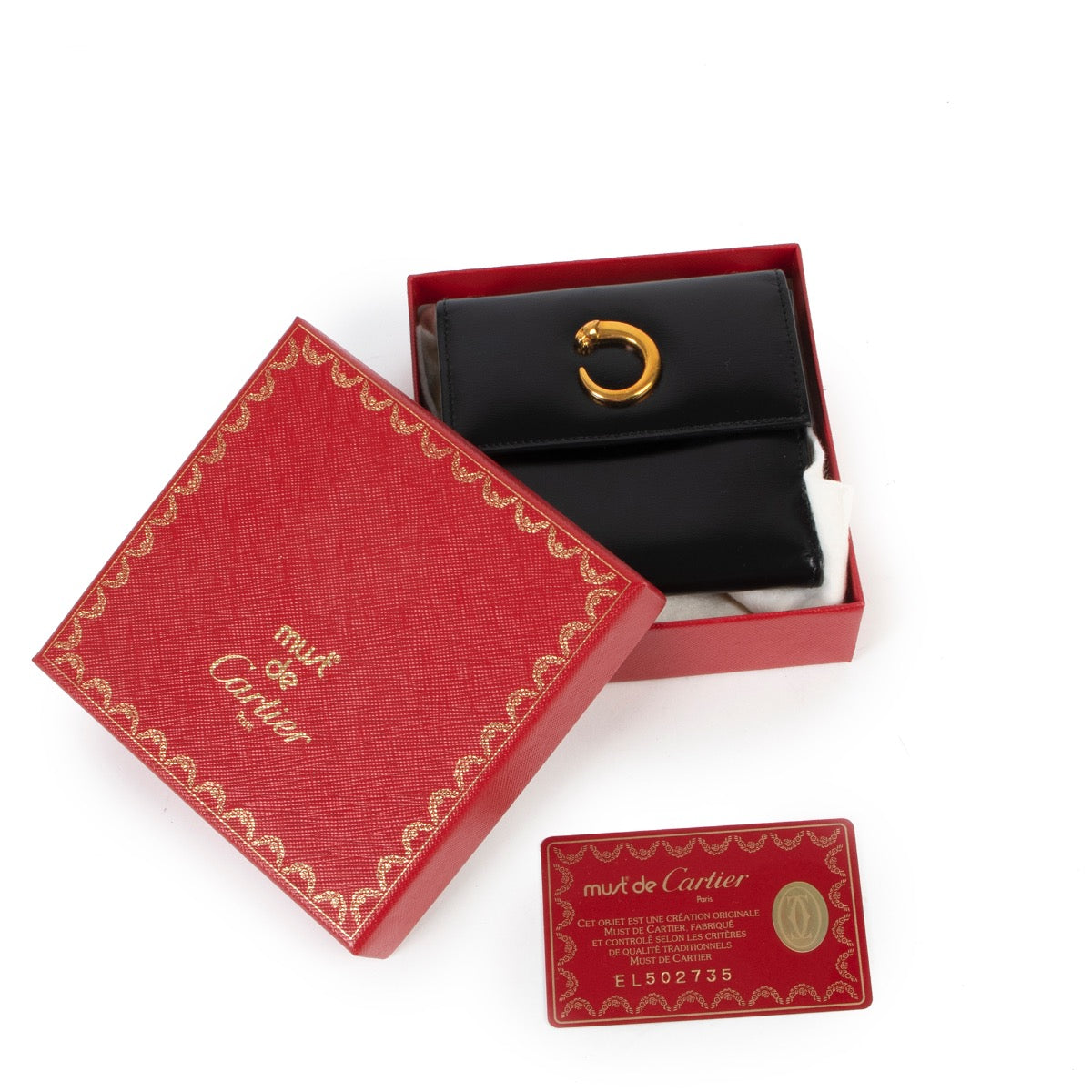Buy an authentic second hand Cartier Black Leather Le Panthère de Cartier Wallet in very good condition at Labellov