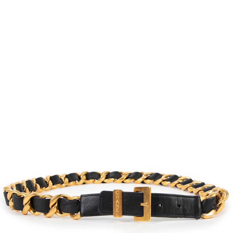 Buy an authentic second hand Chanel Classic Chain Leather Black Belt - Size 75 in good condition at Labellov