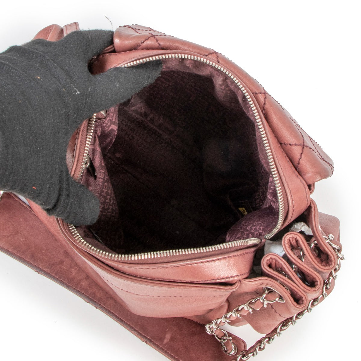 Chanel Purple Lambskin Accordion Shoulder Bag