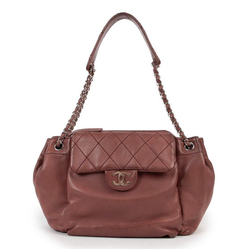 Chanel Purple Lambskin Accordion Shoulder Bag
