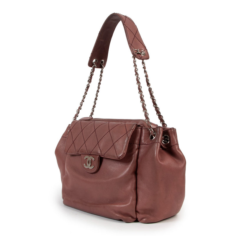 Chanel Purple Lambskin Accordion Shoulder Bag