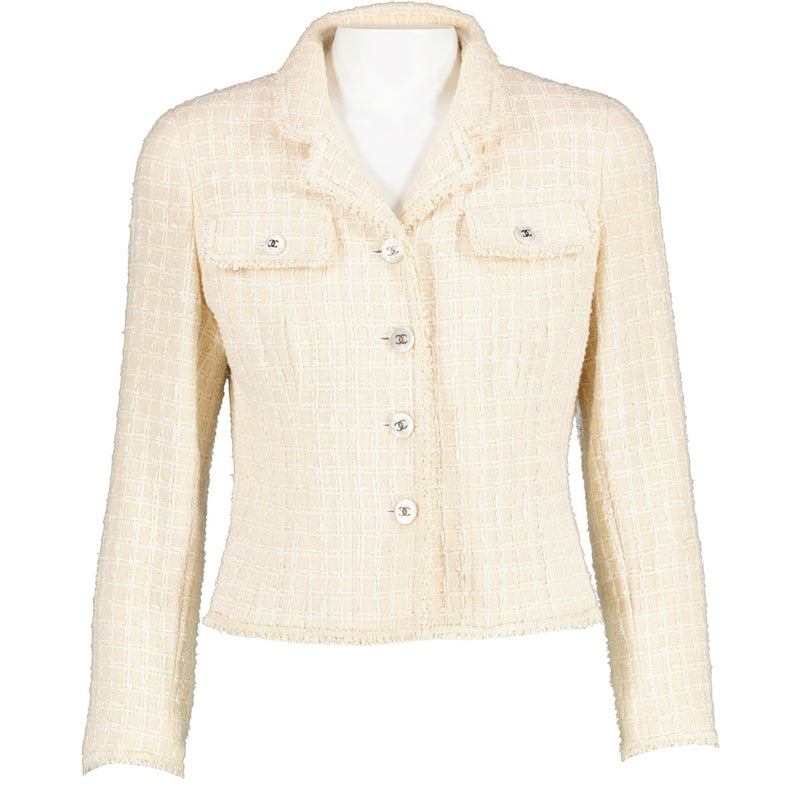 Chanel Spring 1997 White Tweed Jacket