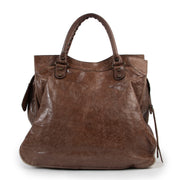Buy an authentic second hand Balenciaga Chataigne Lambskin Leather Classic Arena Mid-Afternoon Bag in very good condition at Labellov