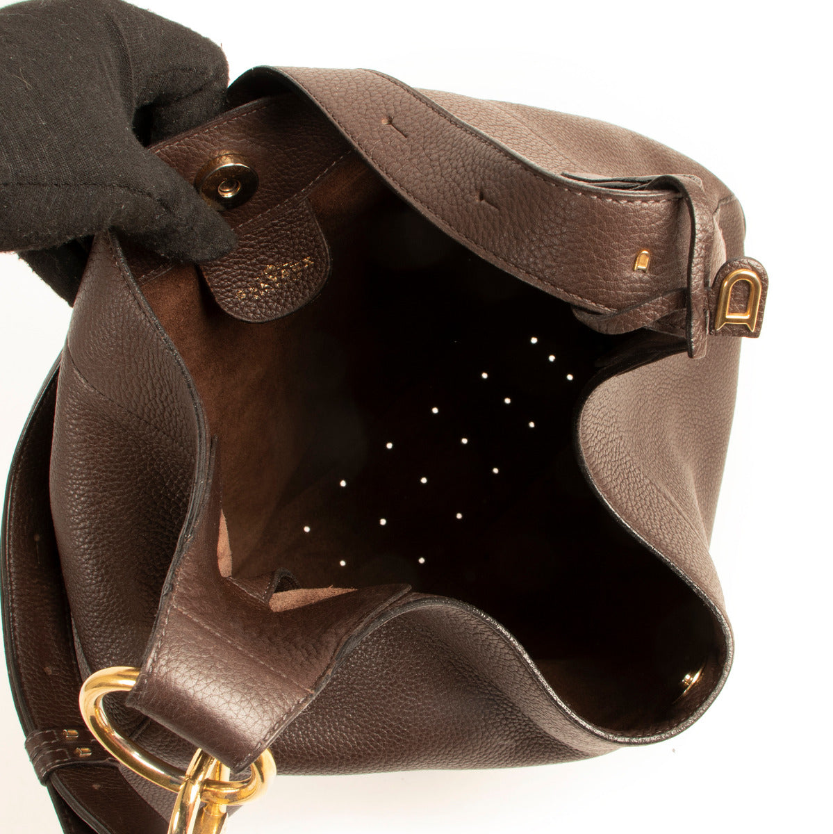 Delvaux Brown Leather Satan Shoulder bag