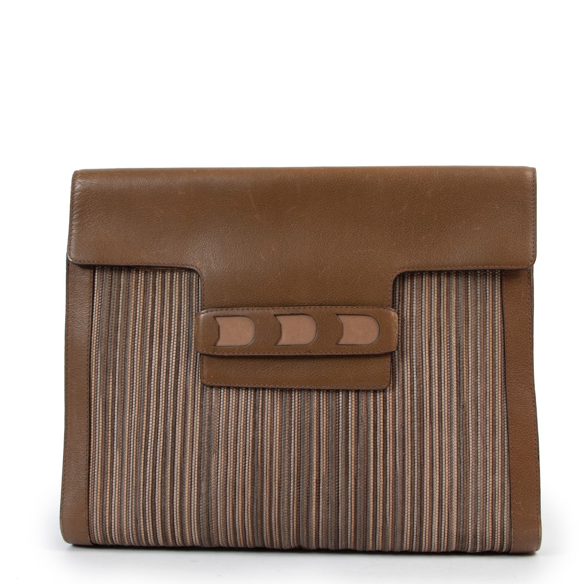 Buy an authentic second hand Delvaux Brown Toile De Cuir Clutch at Labellov