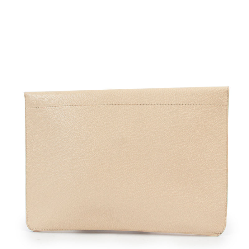 Delvaux Cream Leather Envelop Clutch