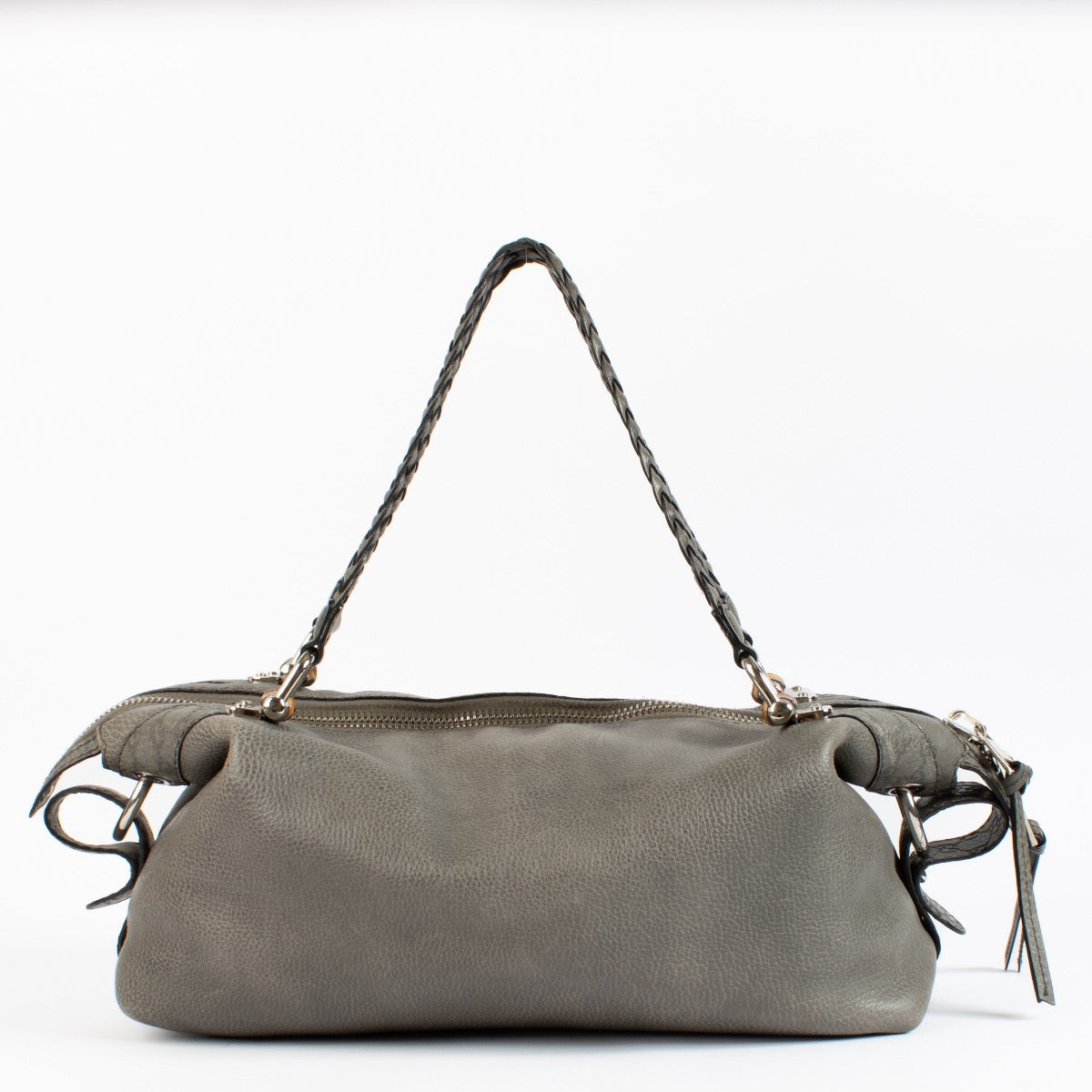 Gucci Grey Leather Duffle Bag