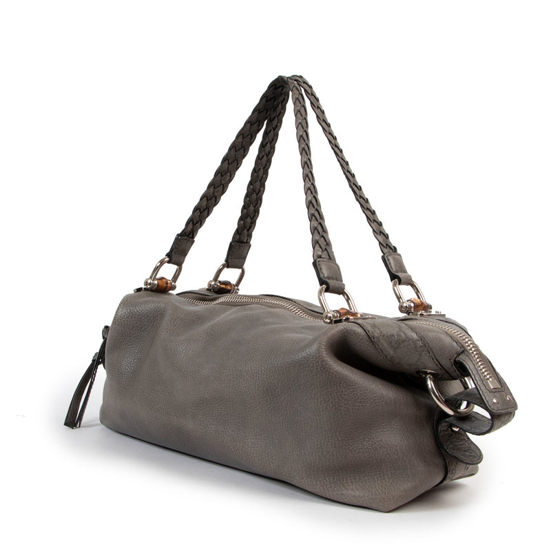 Gucci Petrol Bamboo Bar Medium Shoulder Bag