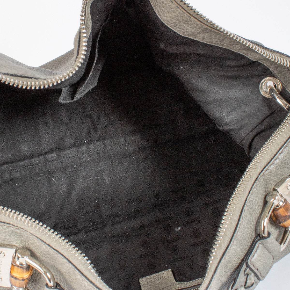 Gucci Grey Leather Duffle Bag