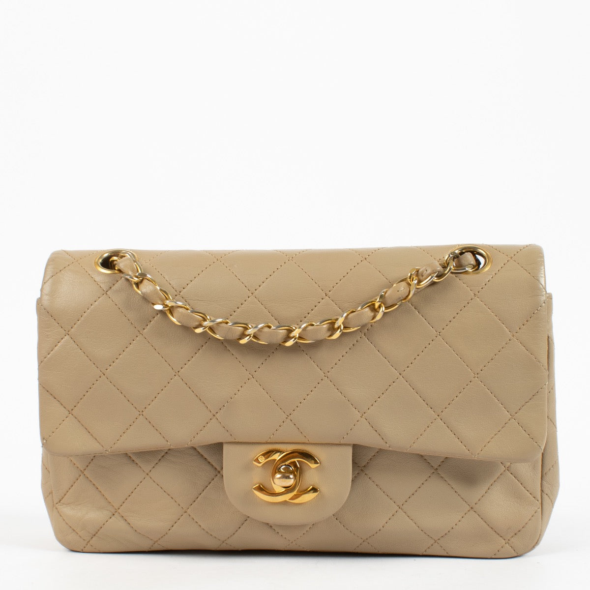 Shop 100% authentic secondhand Chanel Vintage Beige Medium Lambskin Classic Double Flap Bag on Labellov.com
