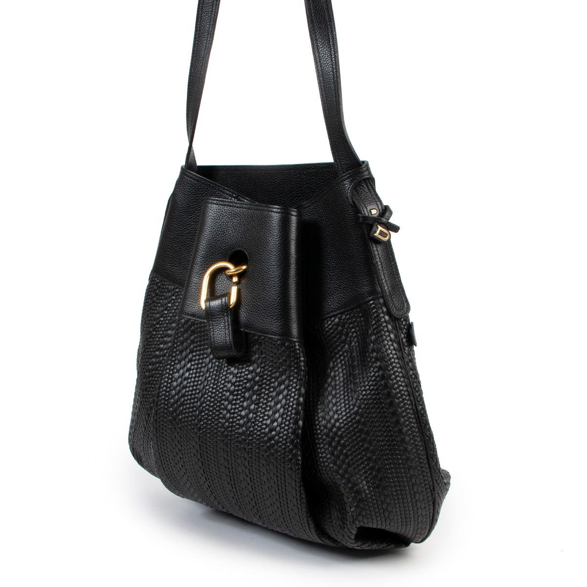 Shop authentic second hand vintage Delvaux Black Faust Toile de Cuir Shoulder Bag at Labellov.