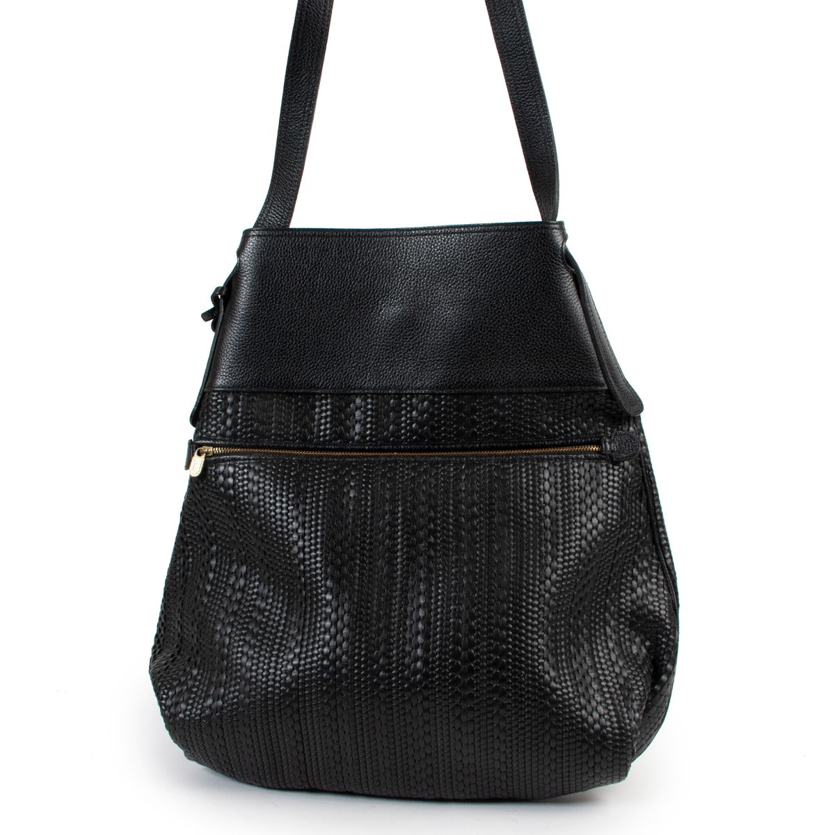 Shop authentic second hand vintage Delvaux Black Faust Toile de Cuir Shoulder Bag at Labellov.