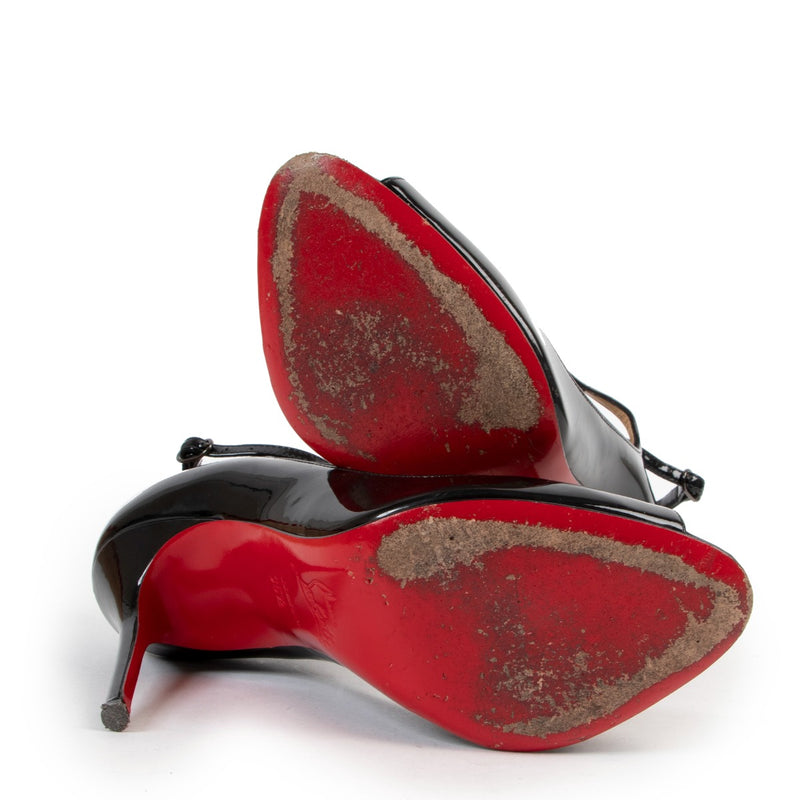 Shop authentic second hand luxury designer high-end Christian Louboutin Talitha 100 Black Patent Leather Sandals at Labellov.