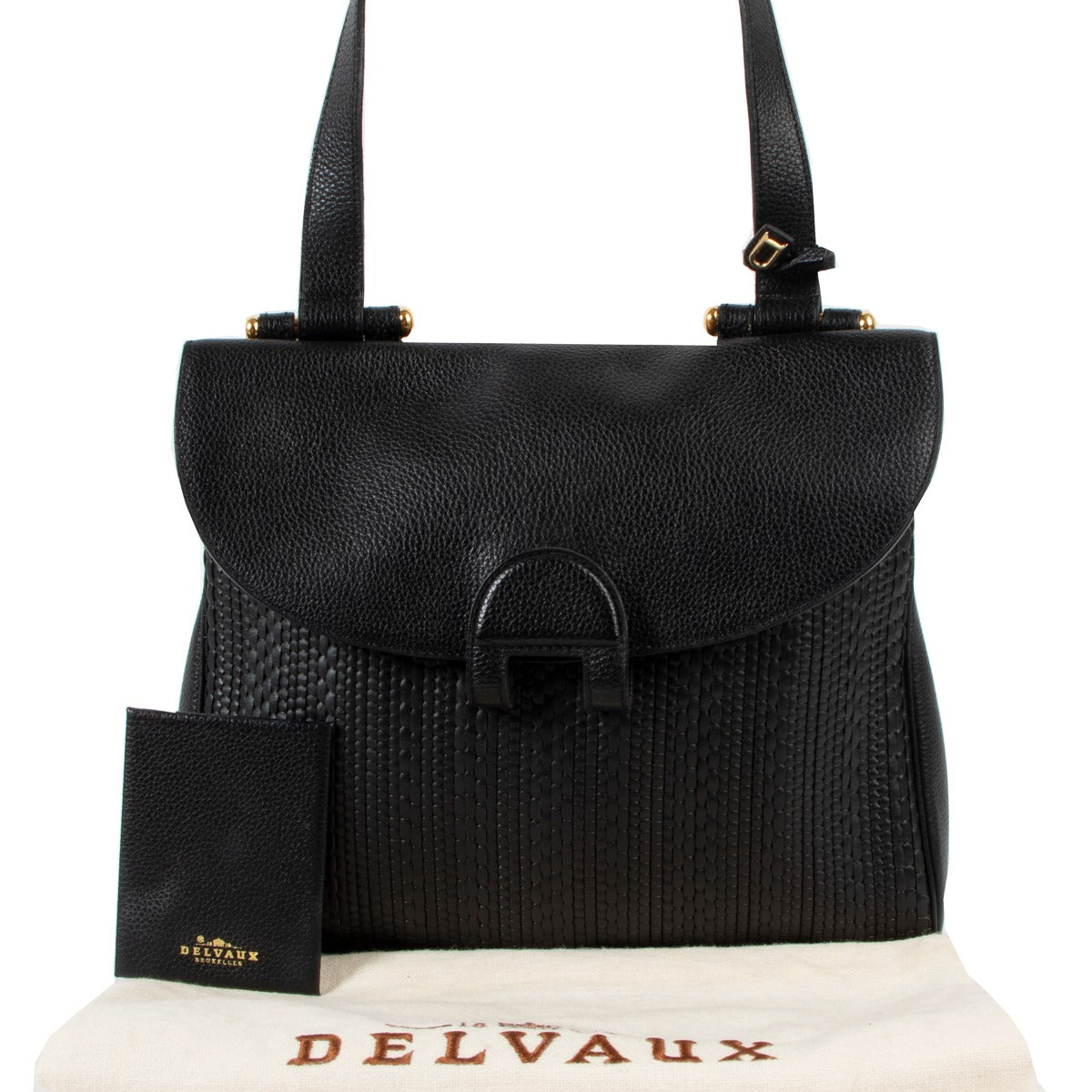 Buy online authentic second hand Delvaux Black Toile de Cuir Shoulder bag in very good condition at Labellov in Antwerp