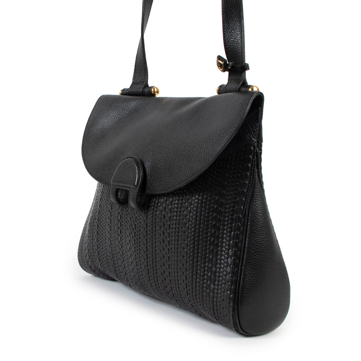 Buy online authentic second hand Delvaux Black Toile de Cuir Shoulder bag in very good condition at Labellov in Antwerp