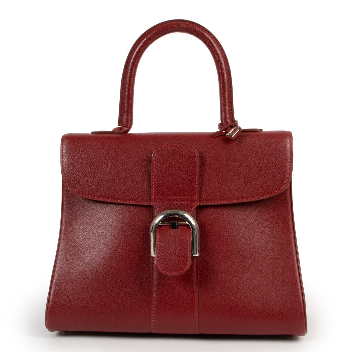 Shop second hand designer Delvaux Burgundy Brillant MM Shoulder Bag in Antwerp by Labellov