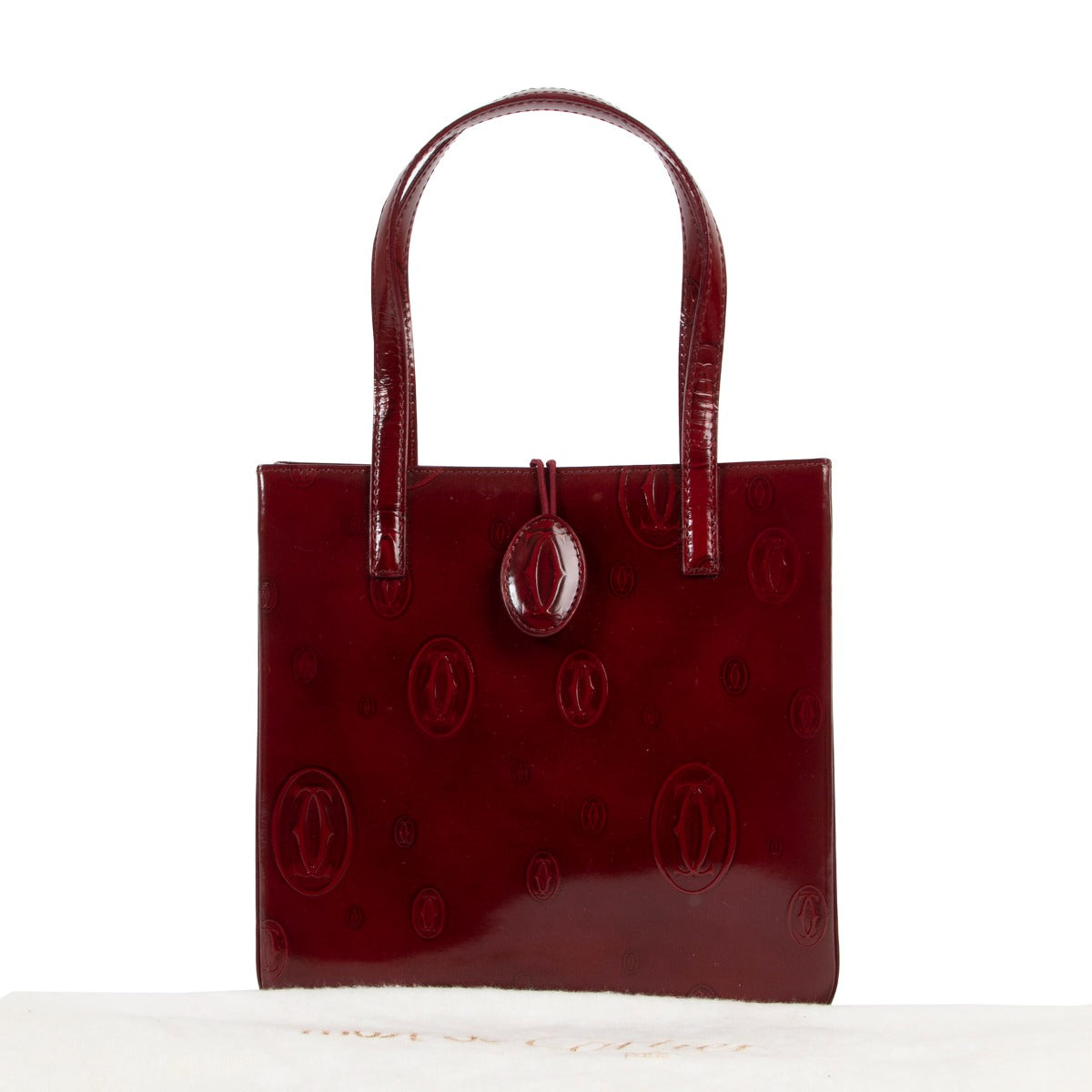 Shop vintage designer luxury Cartier Burgundy Happy Birthday Mini Tote Bag at Labellov