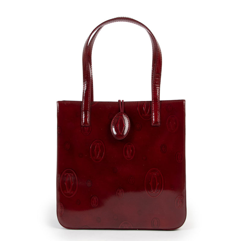 Shop vintage designer luxury Cartier Burgundy Happy Birthday Mini Tote Bag at Labellov