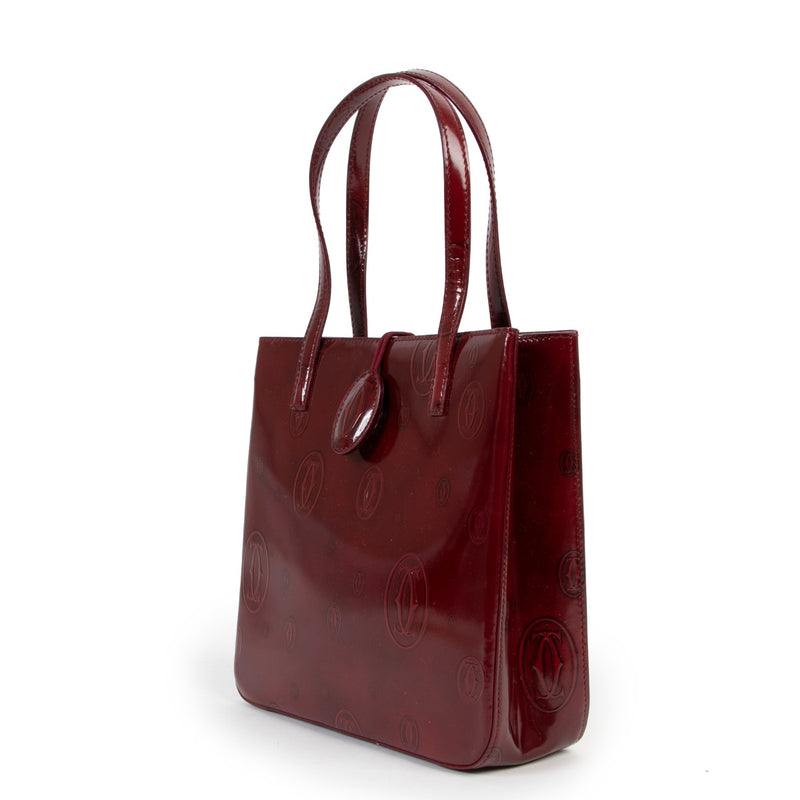 Shop vintage designer luxury Cartier Burgundy Happy Birthday Mini Tote Bag at Labellov
