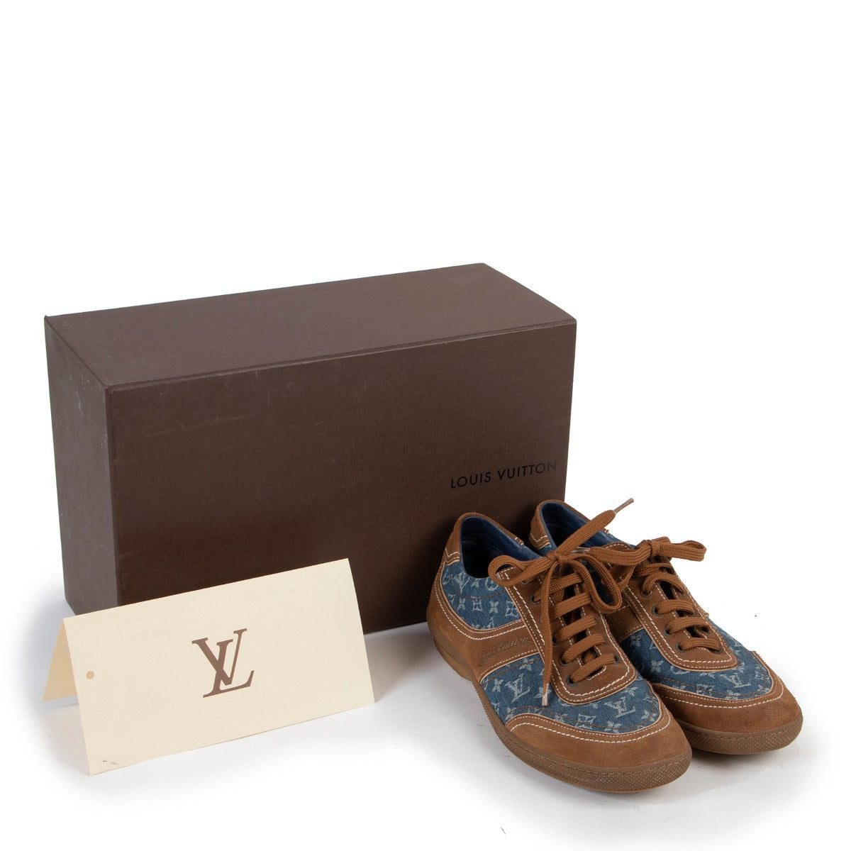 Louis Vuitton Denim Monogram Suede Sneakers - Size 41.5
