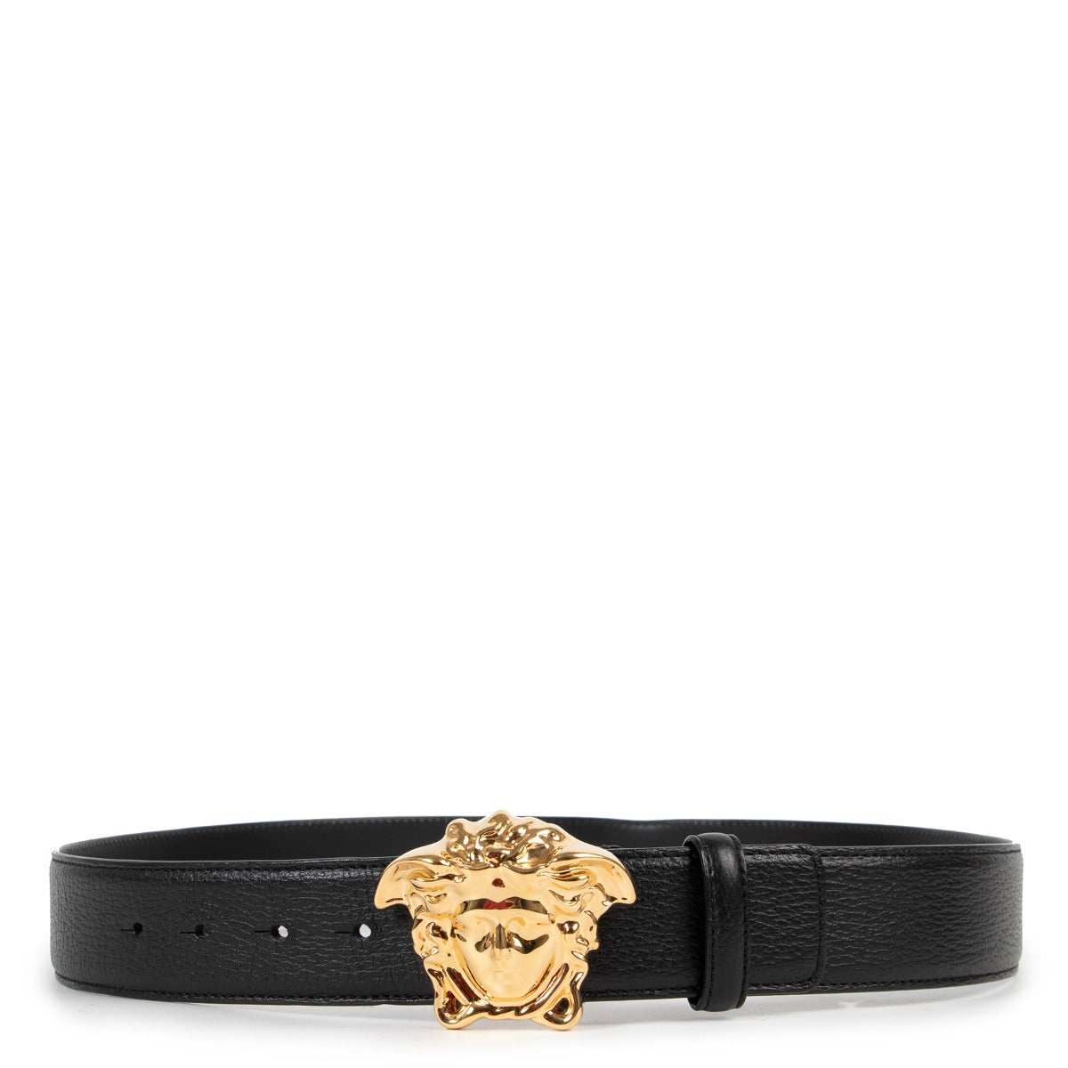 Versace Black La Medusa Classic Leather Belt - Size 85
