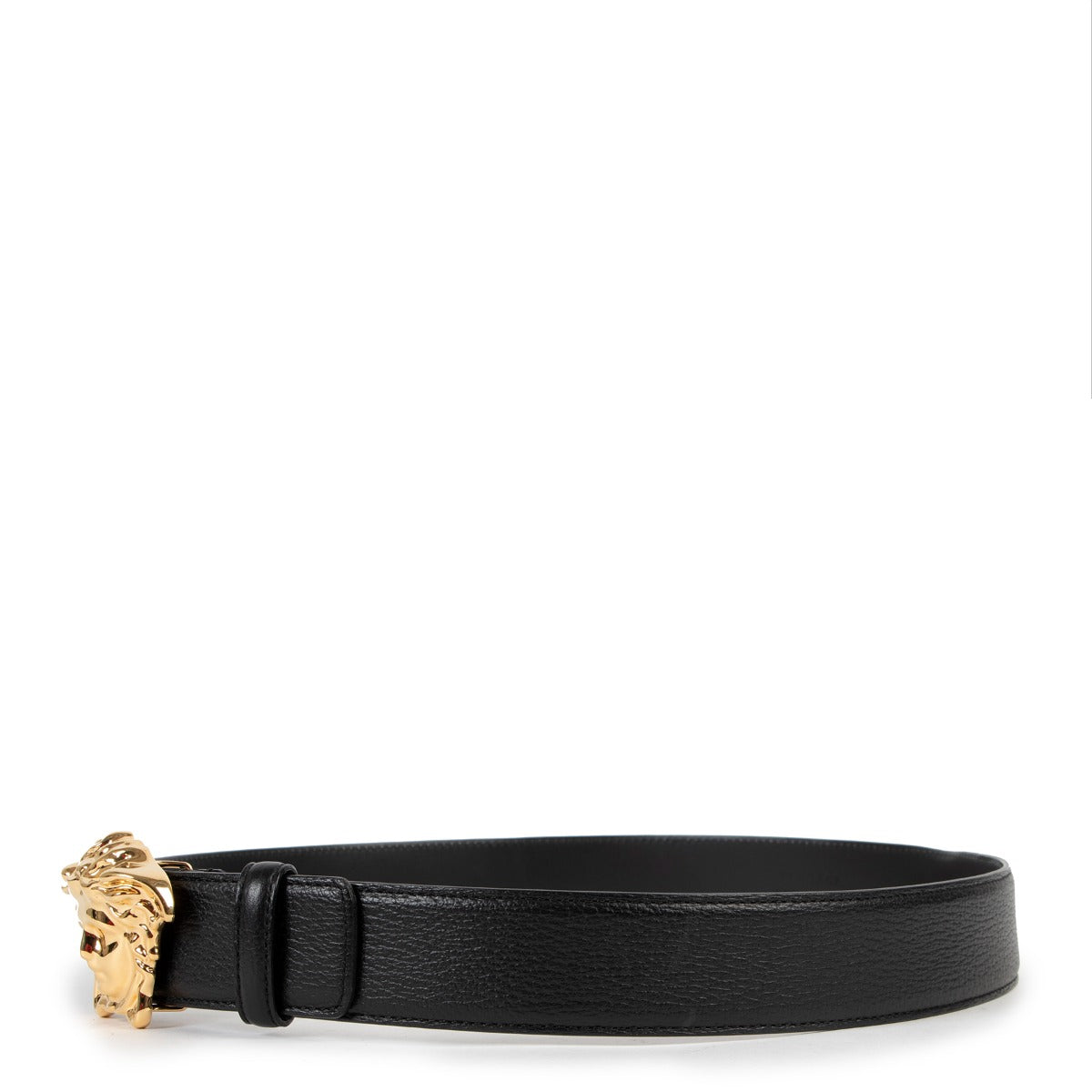Versace Black La Medusa Classic Leather Belt - Size 85
