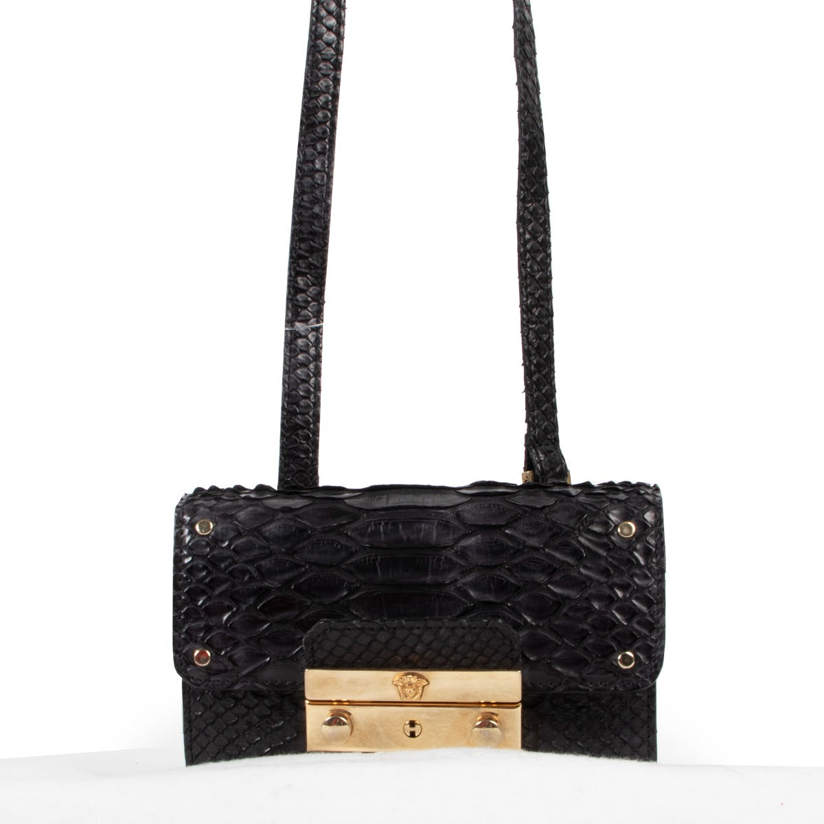 Versace Black Python Mini Belt Bag