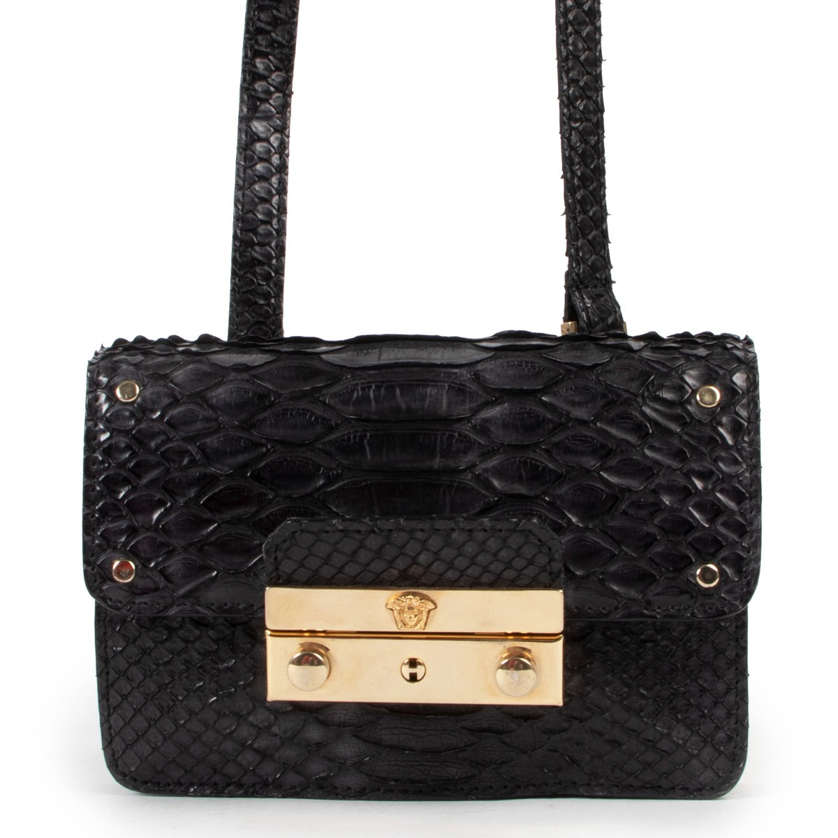 Versace Black Python Mini Belt Bag