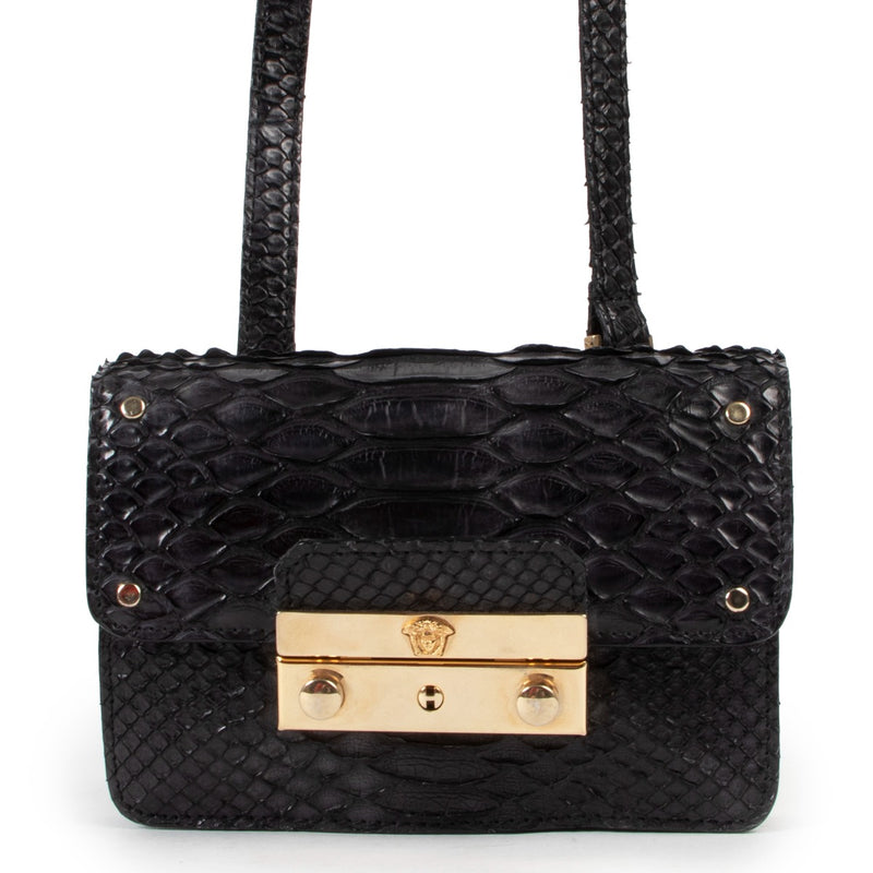 Versace Black Python Mini Belt Bag
